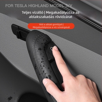 YZ Velúr — Dekoratív belső ajtókapcsoló matrica Tesla Model 3/Y/YL számára, öntapadós telepítés, belső ajtópanel