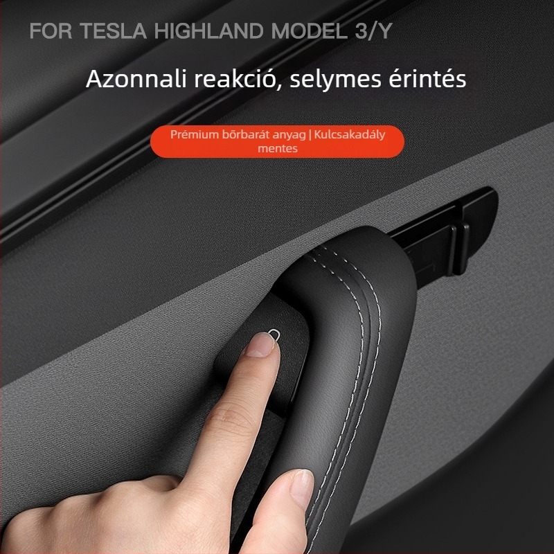 YZ Velúr — Dekoratív belső ajtókapcsoló matrica Tesla Model 3/Y/YL számára, öntapadós telepítés, belső ajtópanel