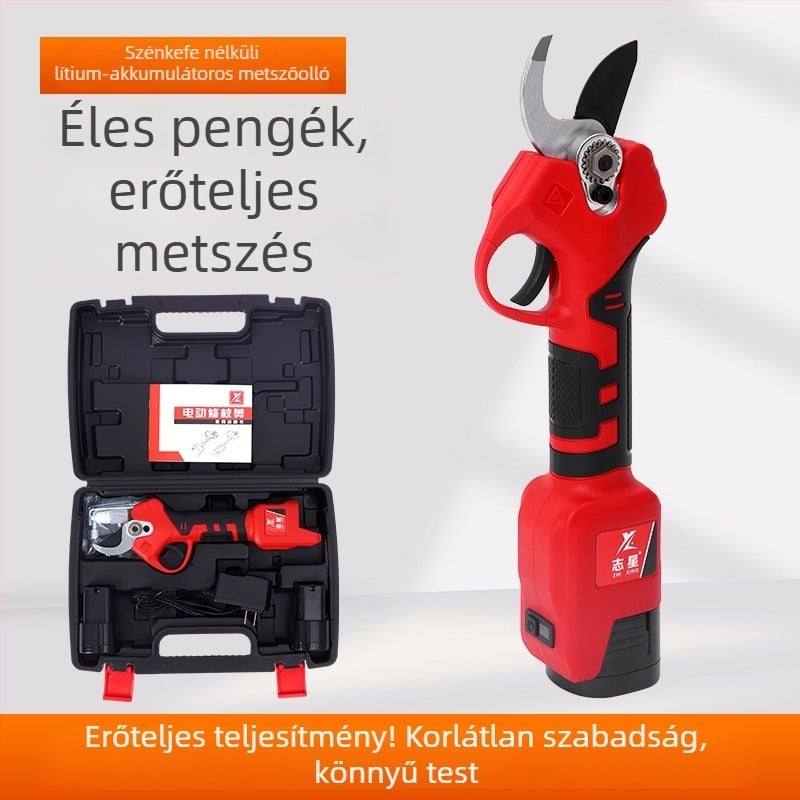 Elektromos metszőolló gyümölcsfákhoz, újratölthető lítium akkumulátorral