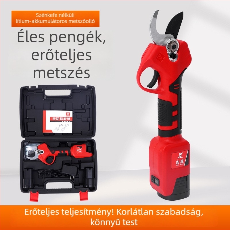 Elektromos metszőolló gyümölcsfákhoz, újratölthető lítium akkumulátorral