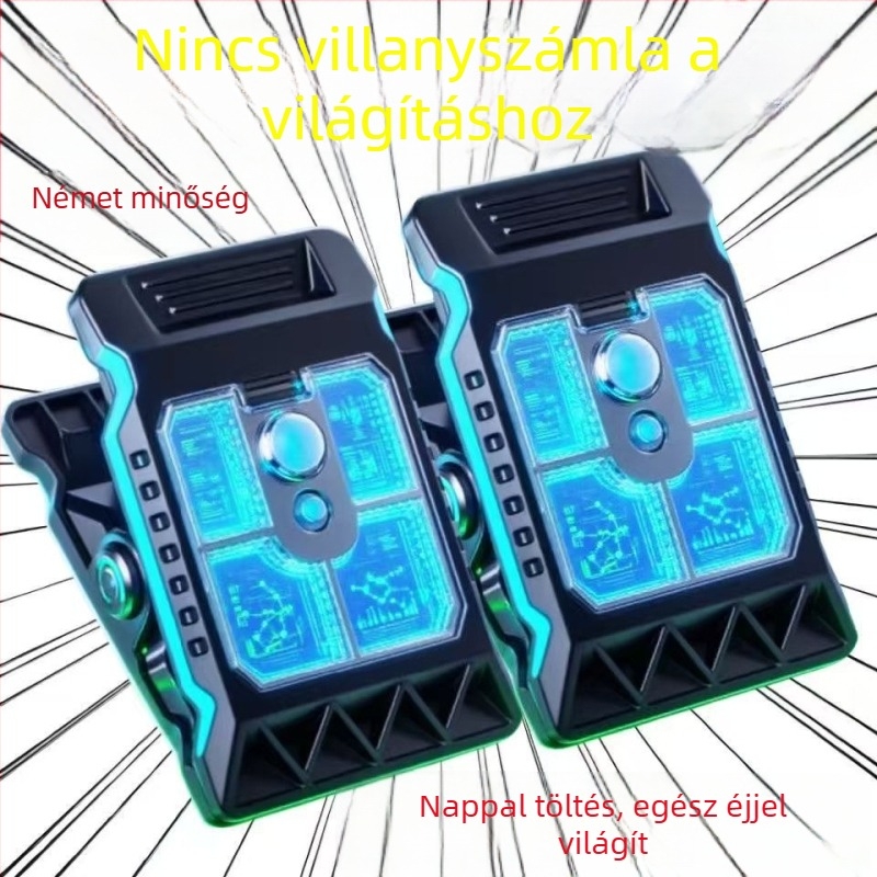 YD-18 Napelemes kültéri klips lámpa szenzorral — 10W, 3.7V, működési idő több mint 36 óra