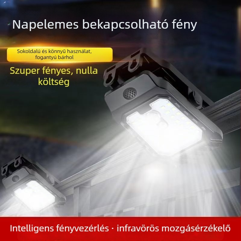 YD-18 Napelemes kültéri klips lámpa szenzorral — 10W, 3.7V, működési idő több mint 36 óra