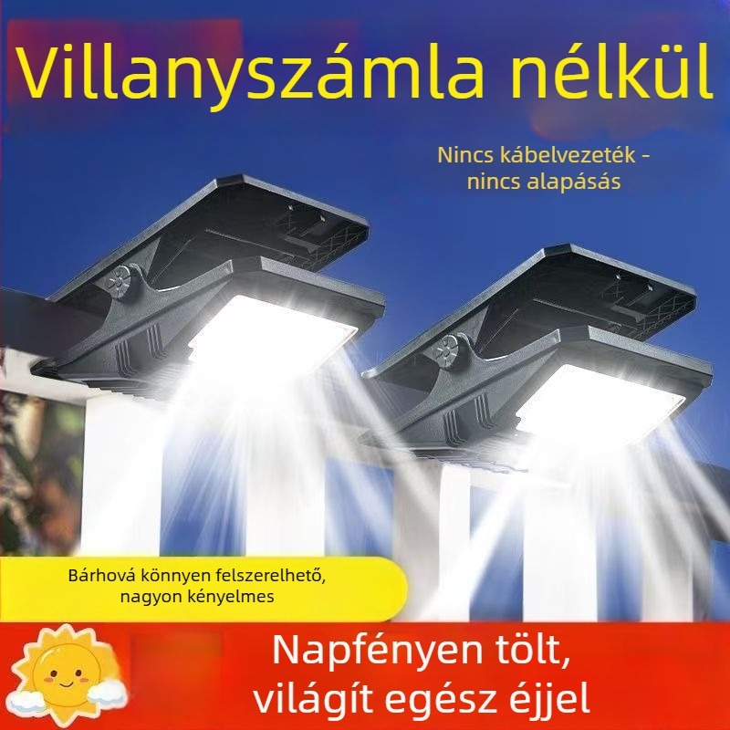 YD-18 Napelemes kültéri klips lámpa szenzorral — 10W, 3.7V, működési idő több mint 36 óra