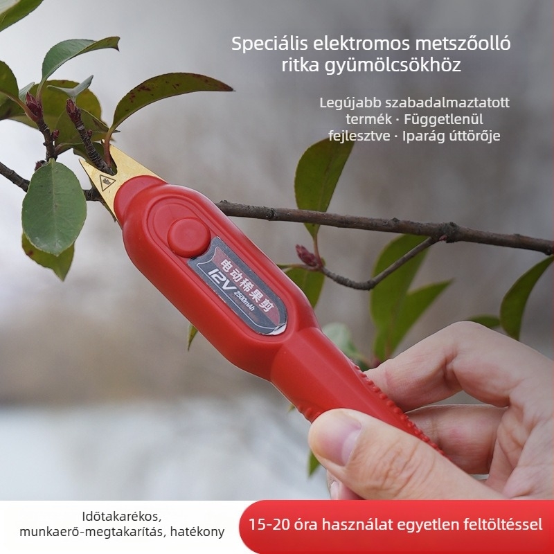 Elektromos gyümölcsmetsző olló gyümölcsfákhoz, ágakhoz és virágokhoz, kerti eszköz lítium-ion akkumulátorral, könnyű 80 g, tartós