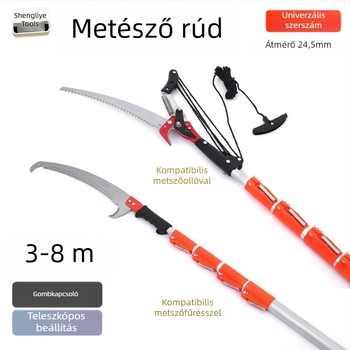 Teleszkópos metszőpálca, alumínium ötvözetből, 3–7 m-ig bővíthető, kültéri kertészkedéshez
