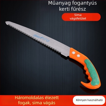 Kertészeti kézi fűrész műanyag nyéllel, metszéshez és faragáshoz, többfunkciós