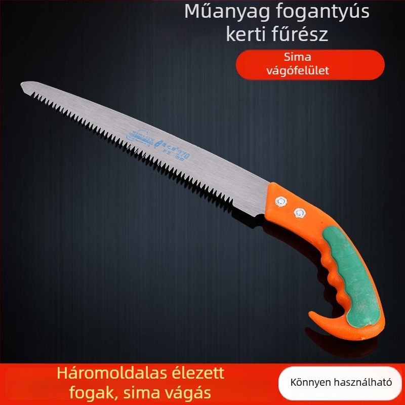 Kertészeti kézi fűrész műanyag nyéllel, metszéshez és faragáshoz, többfunkciós