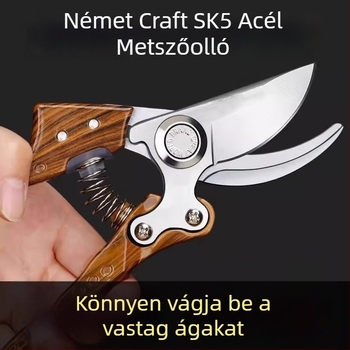 SK5 Metszőolló fa textúrájú nyéllel gyümölcsfákhoz és virágágakhoz