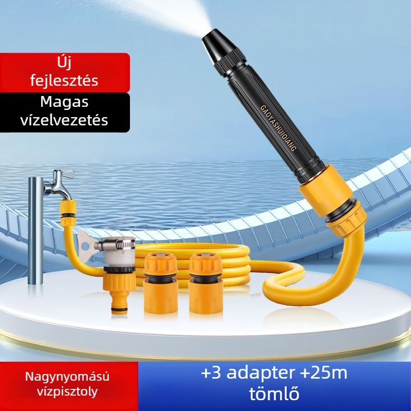 Nagy nyomású vízpisztoly autómosáshoz és háztartási öntözéshez, műanyag test, alumínium ötvözet csatlakozó, egyenes fogantyú, modell 3987