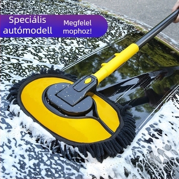 Autómosó mop puha sörtéjű ecsettel, műanyag kivitel, teljes készlet autótisztító ecsetek
