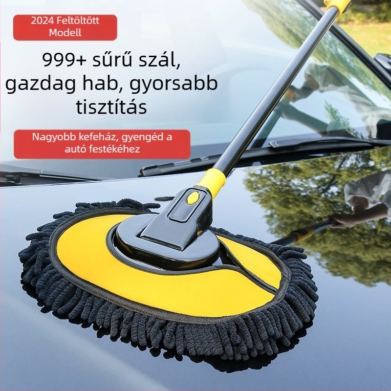 Autómosó mop puha sörtéjű ecsettel, műanyag kivitel, teljes készlet autótisztító ecsetek