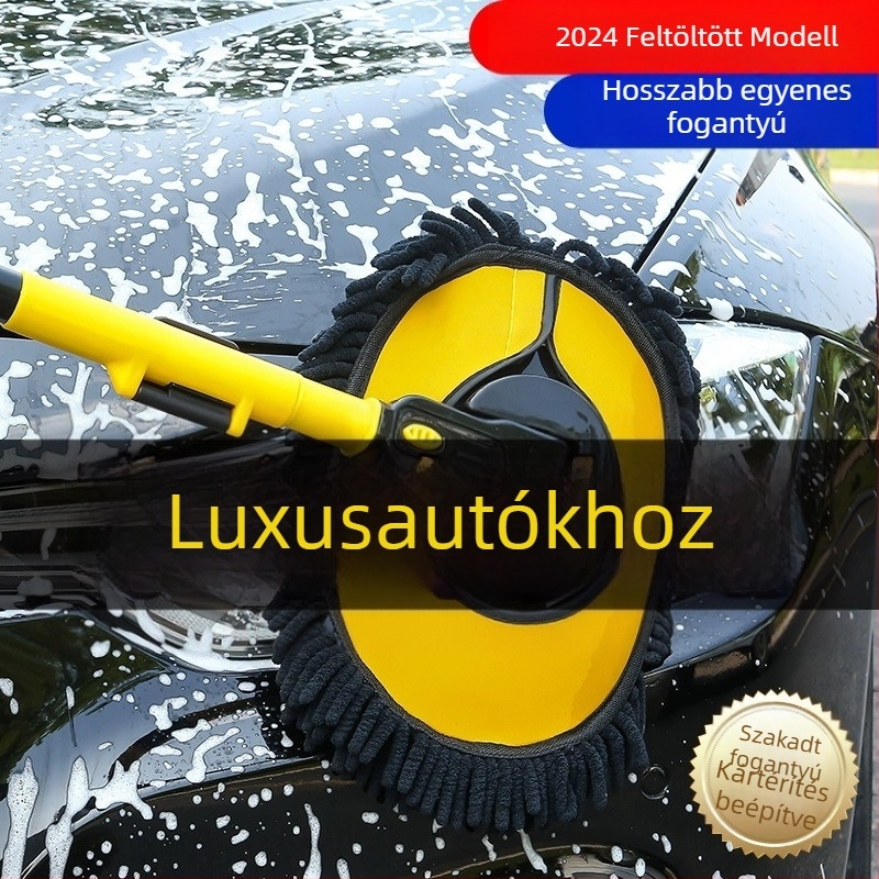 Autómosó mop puha sörtéjű ecsettel, műanyag kivitel, teljes készlet autótisztító ecsetek