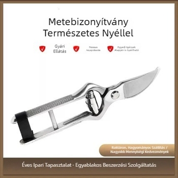 Rozsdamentes acél metszőolló ívelt pengével gyümölcsfák és ágak metszésére