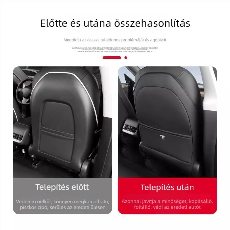 Tesla Model 3/Y hátsó üléshez készült bőr anti-kick hátvéd, teljes fedettség