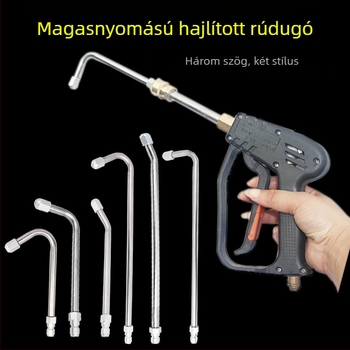 Wangchi magasnyomású autómosó pisztoly görbült rúd fúvóka, 1/4 gyorscsatlakozás, alumínium ötvözet fej, rozsdamentes acél markolat, permetezési távolság 11, víznyomás 100