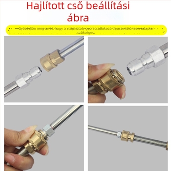 Wangchi magasnyomású autómosó pisztoly görbült rúd fúvóka, 1/4 gyorscsatlakozás, alumínium ötvözet fej, rozsdamentes acél markolat, permetezési távolság 11, víznyomás 100