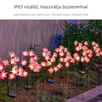 Növényszerű kerti lámpa, rozsdamentes acél, IP44, 3W, napelemes működés, 1–3 m² lefedettség