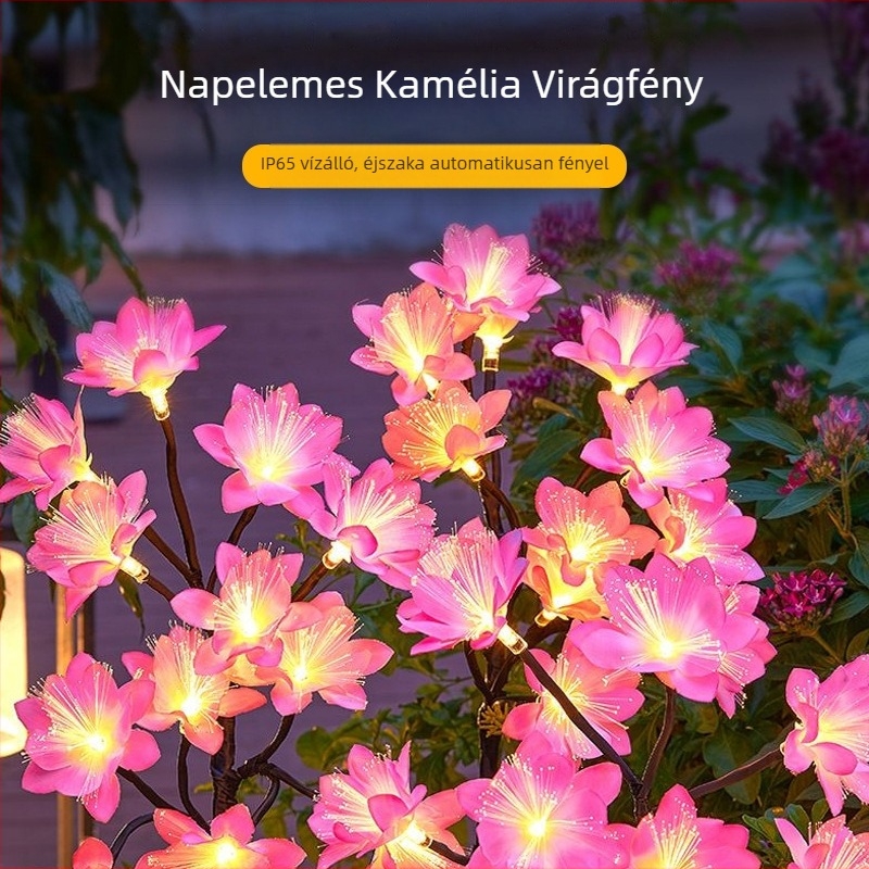 Növényszerű kerti lámpa, rozsdamentes acél, IP44, 3W, napelemes működés, 1–3 m² lefedettség