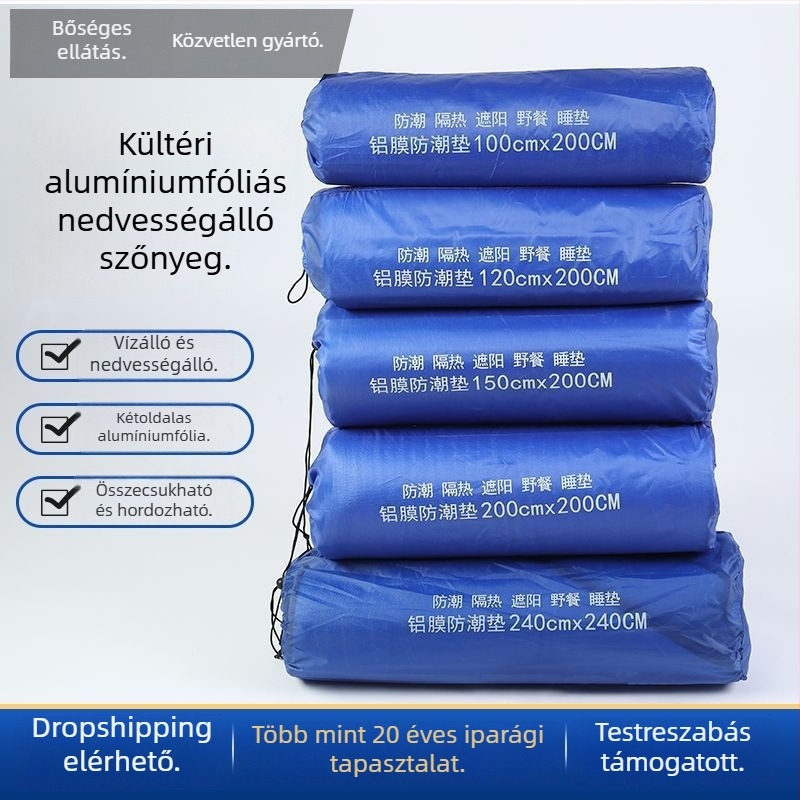 Pearl Cotton és alumínium fóliás nedvességvédő pad kempingezéshez, kültéri használatra, csúszásmentes