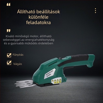 Kertészeti elektromos metszőolló, vezeték nélküli, brushless motoros, levehető penge