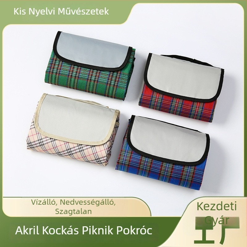 Piknik szőnyeg – akril anyag, nedvességálló, kültéri kempingezésre, kockás mintázat, vízálló