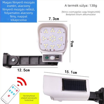 Napelemes kültéri LED falikar mozgásérzékelővel, IP54 védelem, 16W, 3.7V, modell JD-2178T