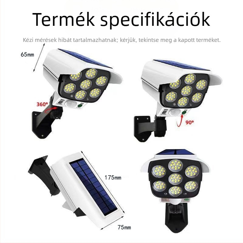 Napelemes kültéri LED falikar mozgásérzékelővel, IP54 védelem, 16W, 3.7V, modell JD-2178T