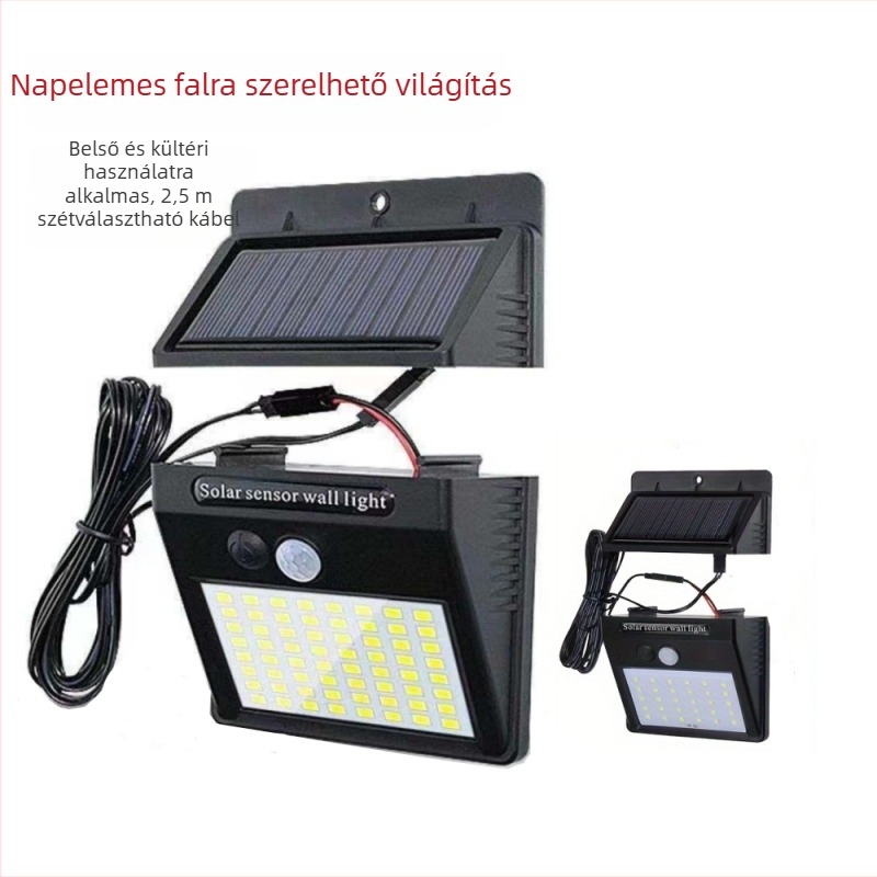 64LED napenergia falivilág kültérre, távirányító, automatikus bekapcsolás sötétedéskor, IP55