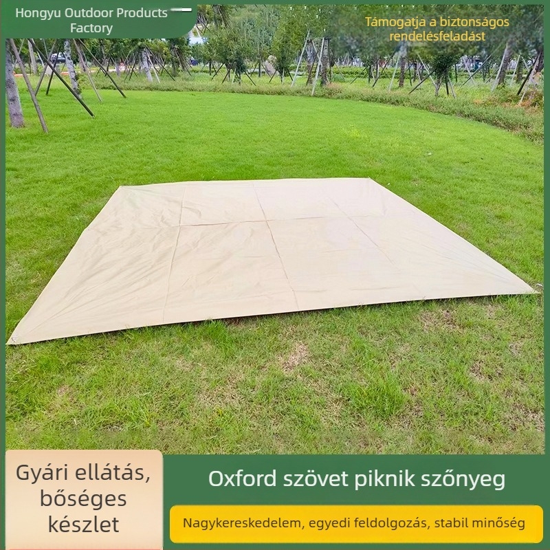 Kopásálló, nedvességálló kültéri piknik matrac Oxford szövetből, vízálló talajvédő a sátor aljához, kemping- és strandmatrac; méretek: 2×1,5 m, 2×2,1 m, 3×3 m; 2–6 fő számára