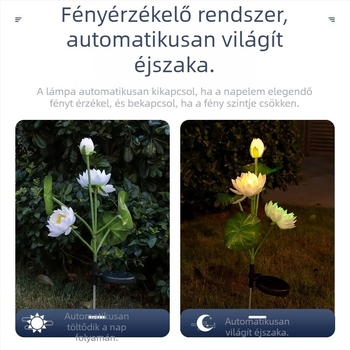 Napelemes kertvilágítás lótusz virág formájú – kültéri tájvilágítás a gyepre