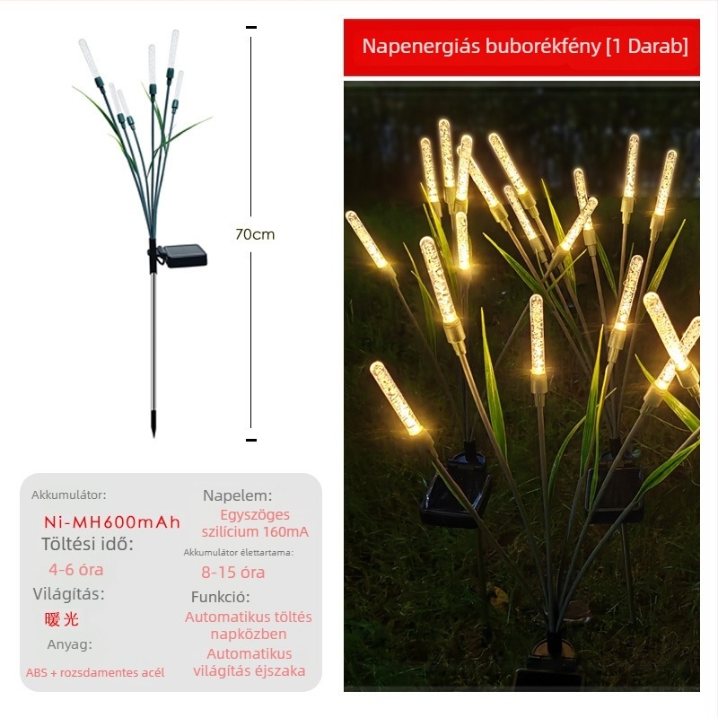 Kültéri napelemes dekoratív kertvilágítás, IP65 vízálló, ABS ház, modell Bubble wand, világítás 6–12 óra
