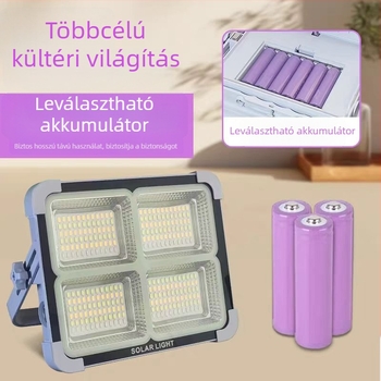 Napelemes kerti LED világítás, többfunkciós vészvilágítás, kültéri hordozható lámpa, IP66, LED fényforrás, nominális teljesítmény 50, 6V, üzemidő 6-12 óra