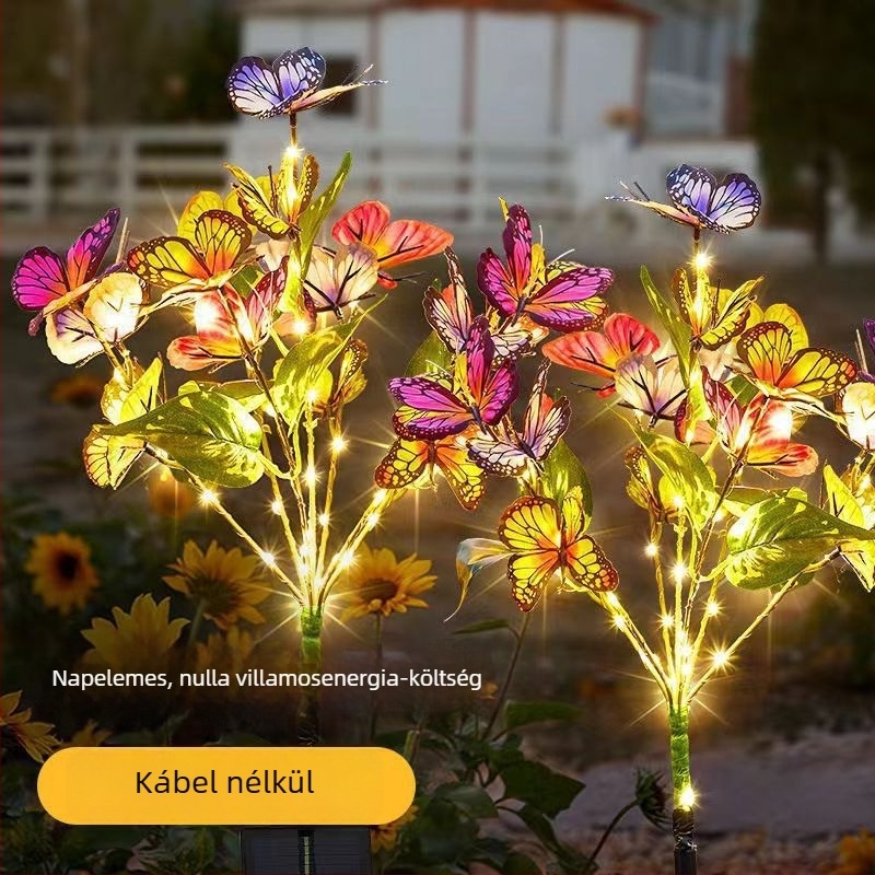 Napelemes tájvilágítás rozsdamentes acélszerkezettel, LED világítás, talajra rögzíthető állvány, kültéri használatra, IP55, napenergia (minta 15466, testreszabható)