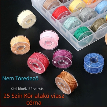 Bőrvarráshoz varrófonal – viaszos, kerek, fonat zsinór, kézi varráshoz, készlet