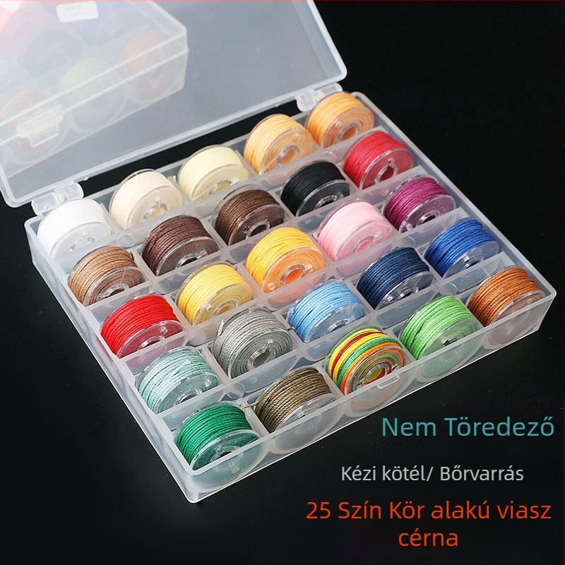 Bőrvarráshoz varrófonal – viaszos, kerek, fonat zsinór, kézi varráshoz, készlet