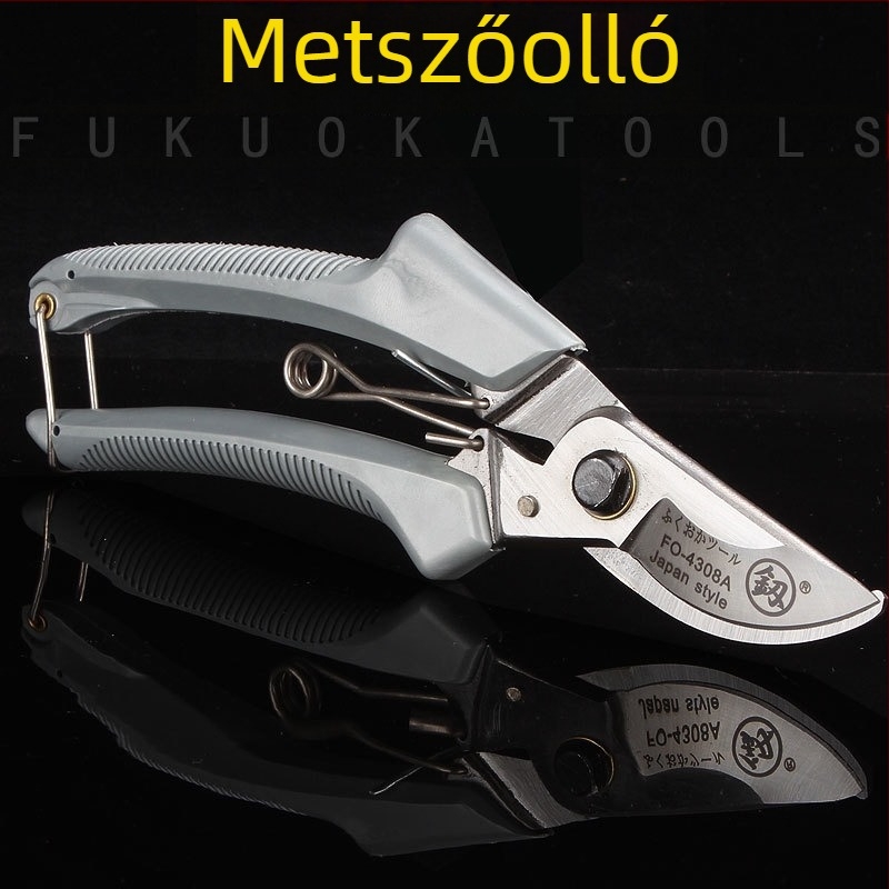 Kerti metszőolló FO-4308A — mangán acél penge, tömeg 150 g, vágási átmérő 10 mm, fogantyú TPR