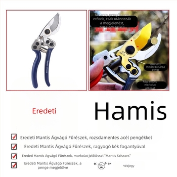 Acél metszőolló ágakhoz és gyümölcsfákhoz, ergonikus kialakítás a könnyebb vágáshoz, éles pengék
