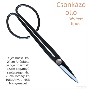 Hosszú metszőolló bonsaihoz — Steel Erector márka, króm bevonat, kerti eszköz