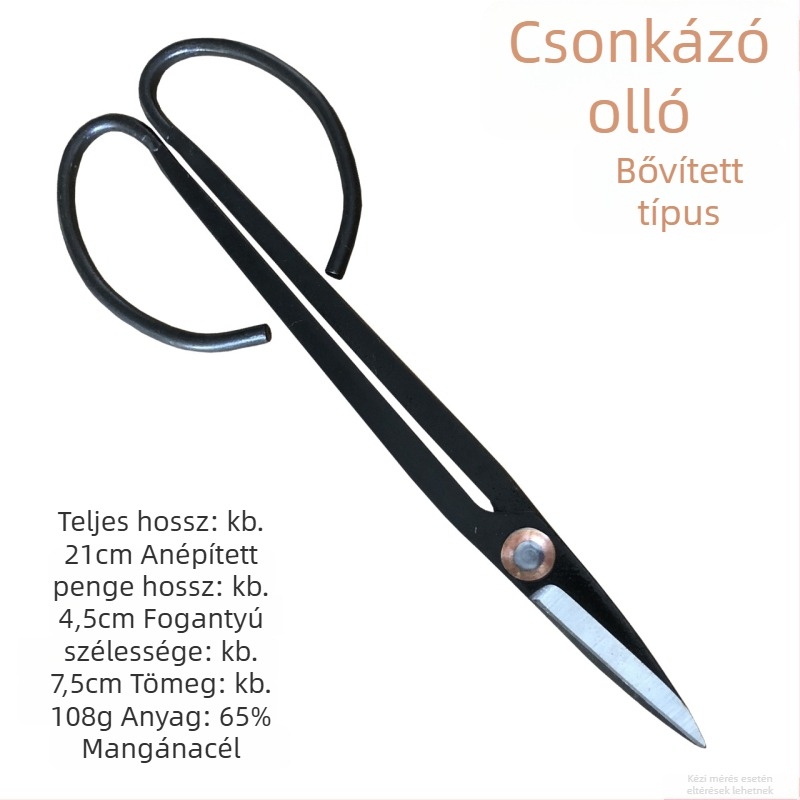 Hosszú metszőolló bonsaihoz — Steel Erector márka, króm bevonat, kerti eszköz