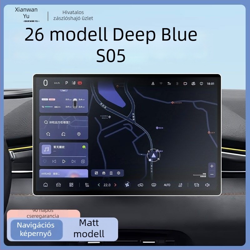 Edzett üveg védőfólia a Changan Deep Blue S05 navigációs képernyőjéhez és a központi konzolhoz