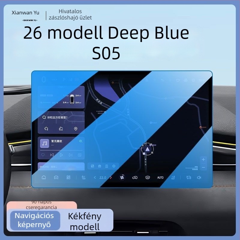 Edzett üveg védőfólia a Changan Deep Blue S05 navigációs képernyőjéhez és a központi konzolhoz