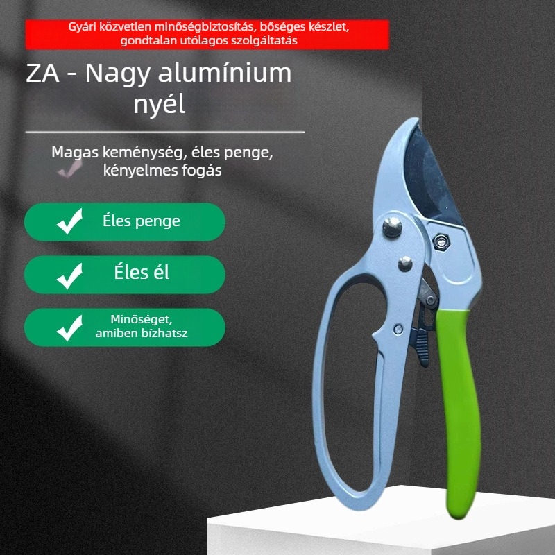 Nagy alumínium nyelű kerti metszőolló – ergonikus kialakítás, erőfeszítés-megtakarító metszés virág- és gyümölcságakhoz