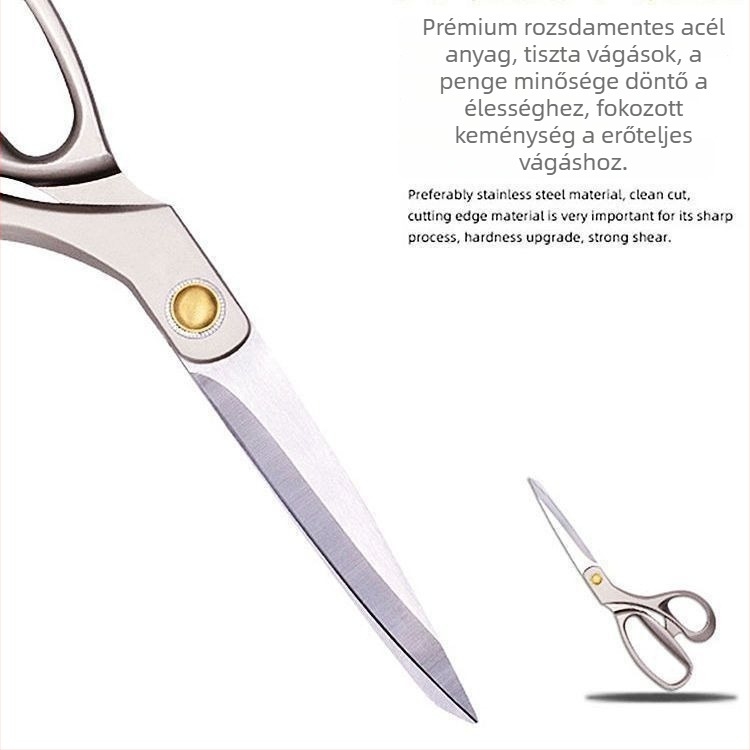Ötvözött szabóolló a textilek vágására és varrására, rozsdamentes acél, többfunkciós vágás ruhához, bőrhöz és papírhoz
