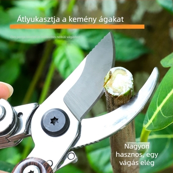 Rozsdamentes acél kertészeti metszőolló, oltáshoz és ágak metszéséhez