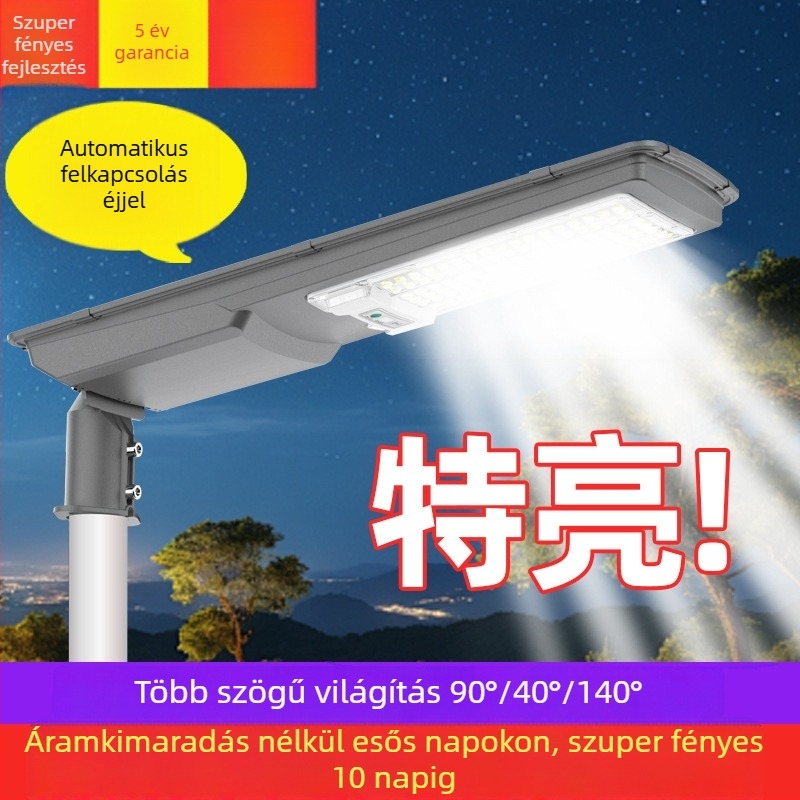 Napelemes utca lámpa - modell Voyage street light, LED modul, IP67, 30W, 6V, üzemidő 16–24 óra