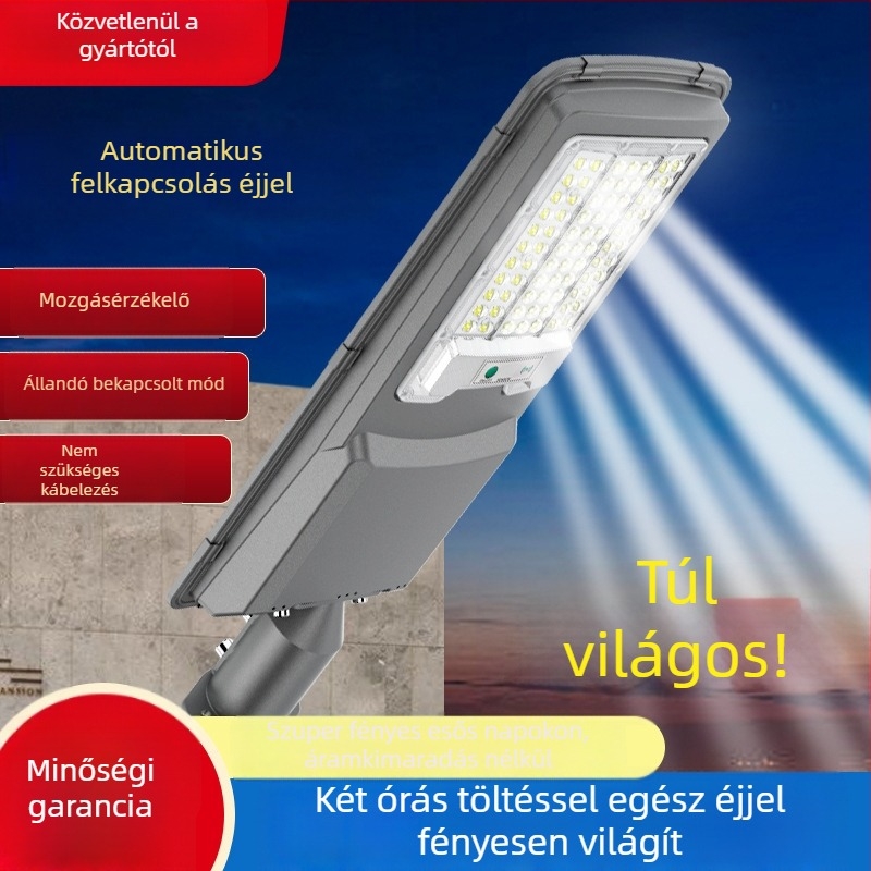 Napelemes utca lámpa - modell Voyage street light, LED modul, IP67, 30W, 6V, üzemidő 16–24 óra