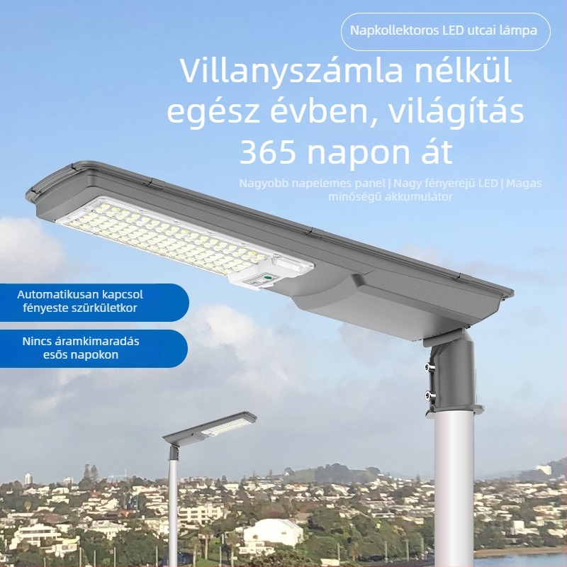 Napelemes utca lámpa - modell Voyage street light, LED modul, IP67, 30W, 6V, üzemidő 16–24 óra