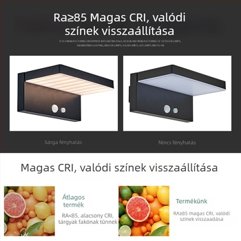 Napelemes kültéri falikar, vízálló, négyzet alakú, távirányítóval, polisilicon 6V 1.2W, folyamatos világítás 24–36 óra