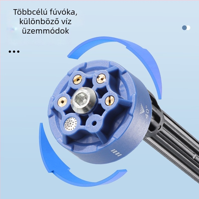 Vezeték nélküli magasnyomású autómosó pisztoly, kézi kivitel, újratölthető lítiumakkumulátor, brushless motor, 21 V, 30 bar, 20000 rpm