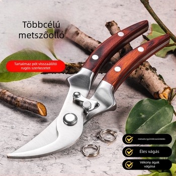 Kertész metszőolló – rozsdamentes acél, multifunkcionális, csúszásmentes, háztartási kerti eszköz a gyümölcs- és ágmetszéshez